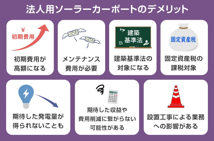 法人用ソーラーカーポートのデメリット